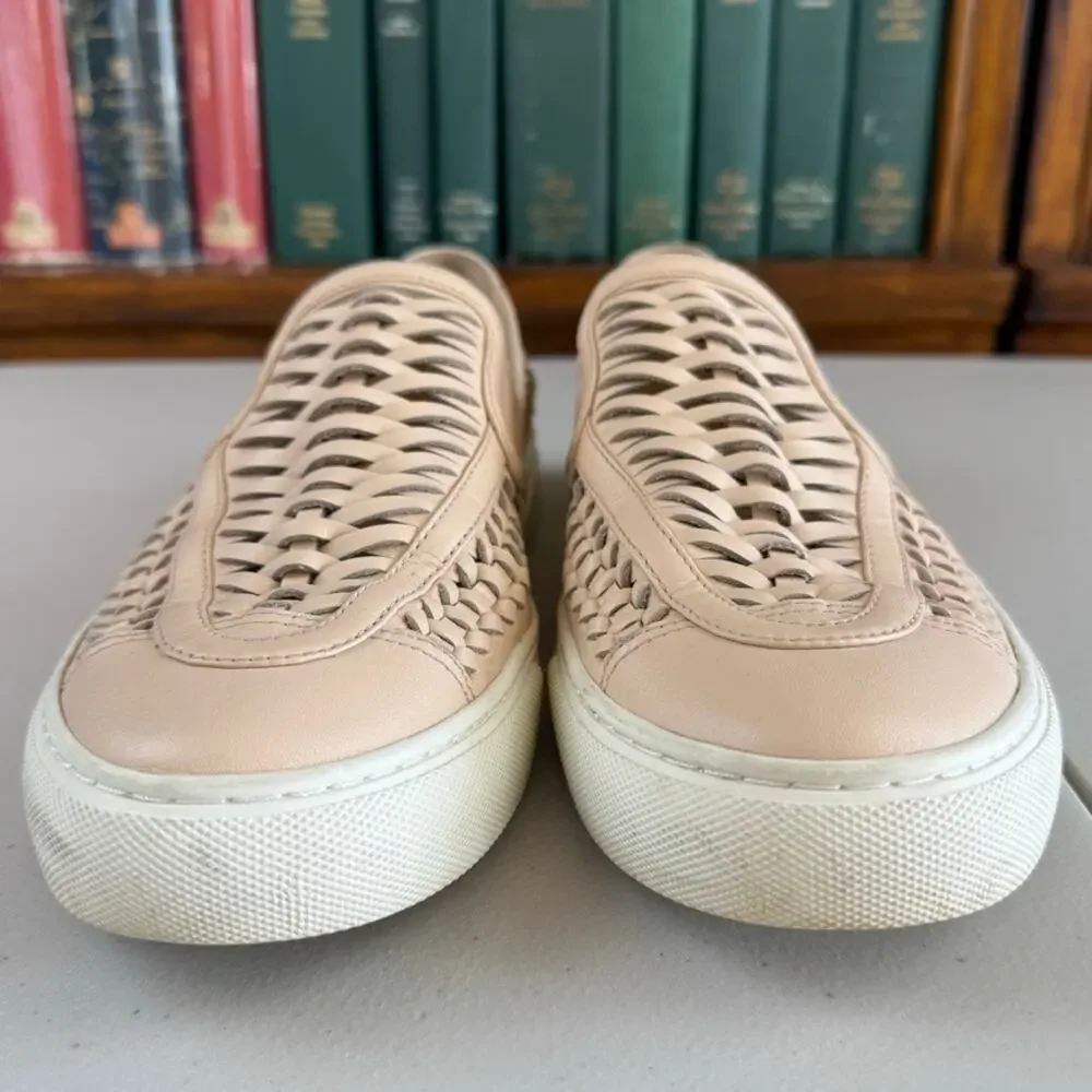 Tory Burch Huarache 2 Woven Slip-On Blush Leather 8.5 Sneakers